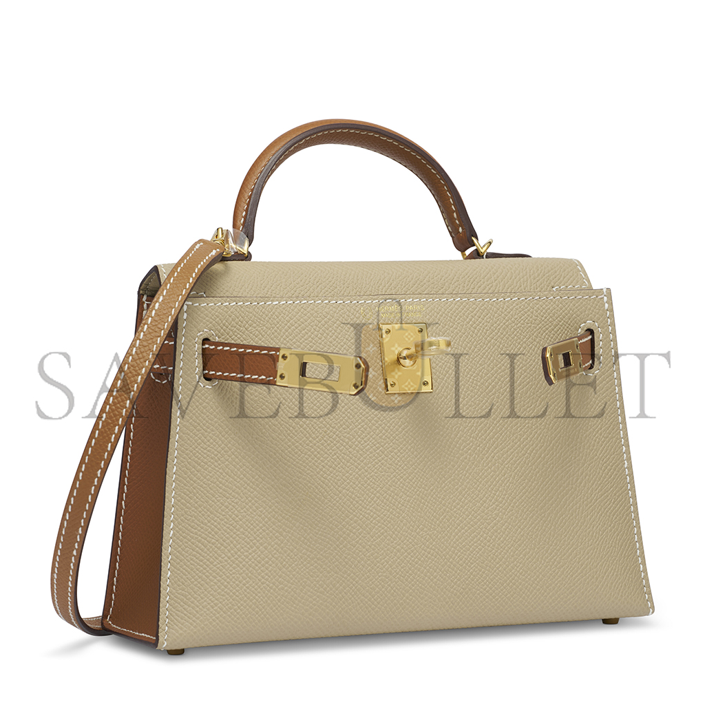 HERMÈS MASTER TRENCH & GOLD EPSOM LEATHER MINI KELLY II WITH GOLD HARDWARE (19*12*5.5cm) 